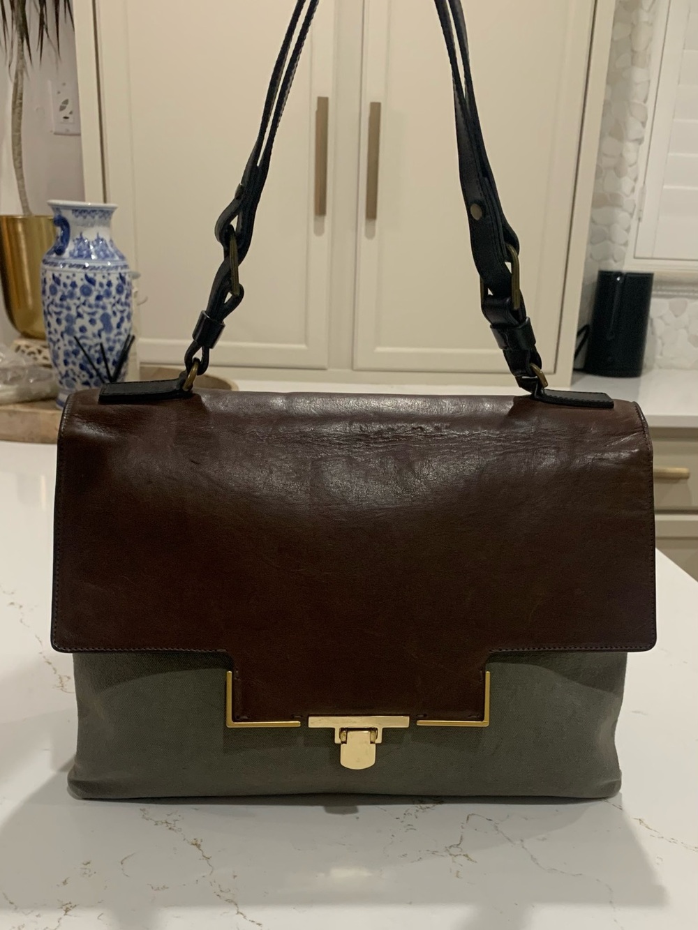 Vintage Lanvin Deadstock Miss Sartorial Calfskin Bag Taupe/Brown